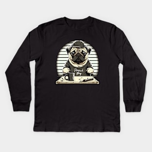 Pug Dog White Kids Long Sleeve T-Shirt